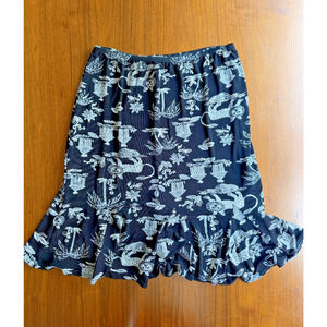Vintage Ronni Nicole Sport Women's Black Patterned Ruffle Hem Skirt - Size XL